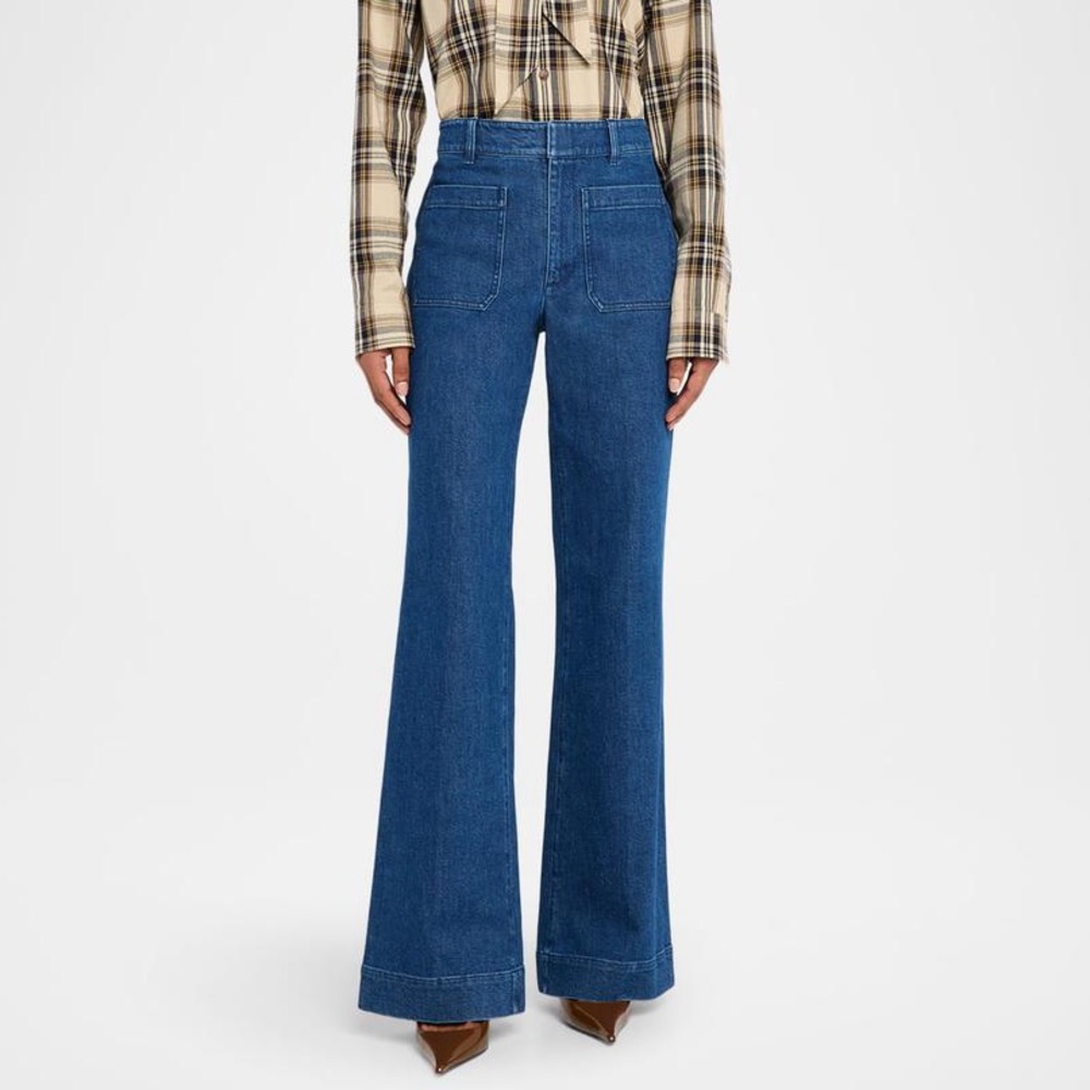 Tanya Taylor Classic Blue Wide Leg Jeans